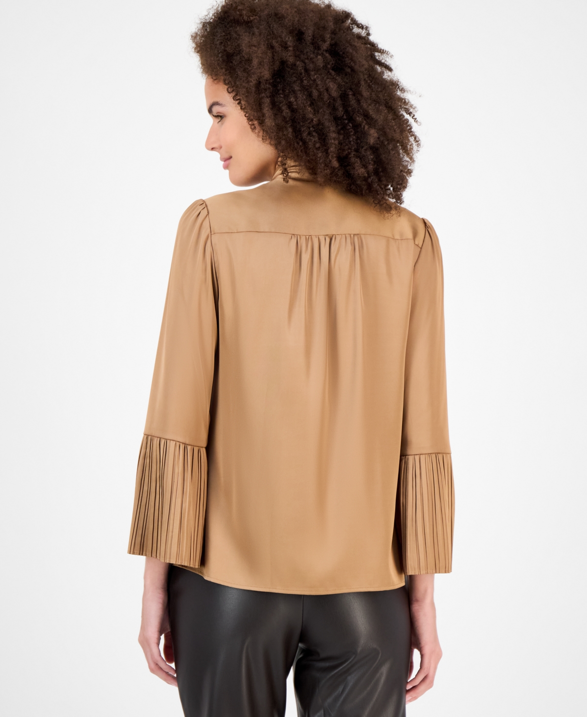 Anne Klein Women's Pleated-Cuff Bow-Neck Blouse