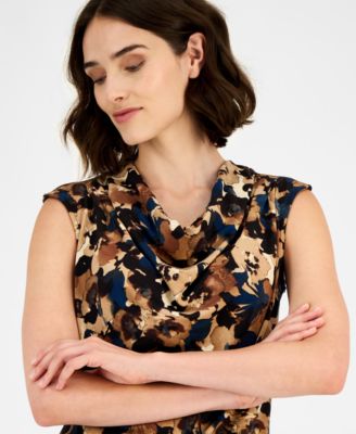 Women's Printed Cowl-Neck Sleeveless Top