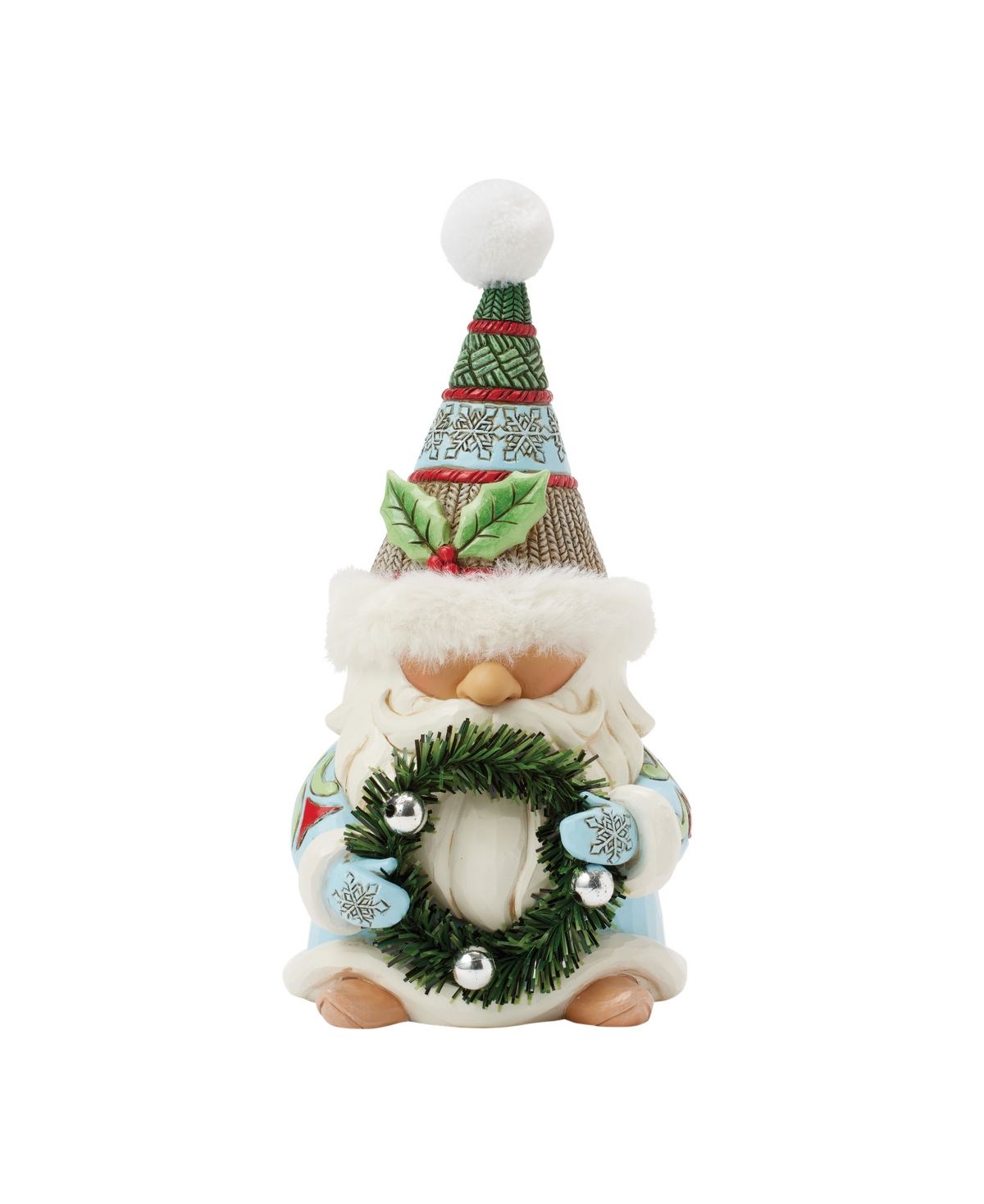 Jim Shore Holiday Gnome Wreath And Hat Figurine In Multi