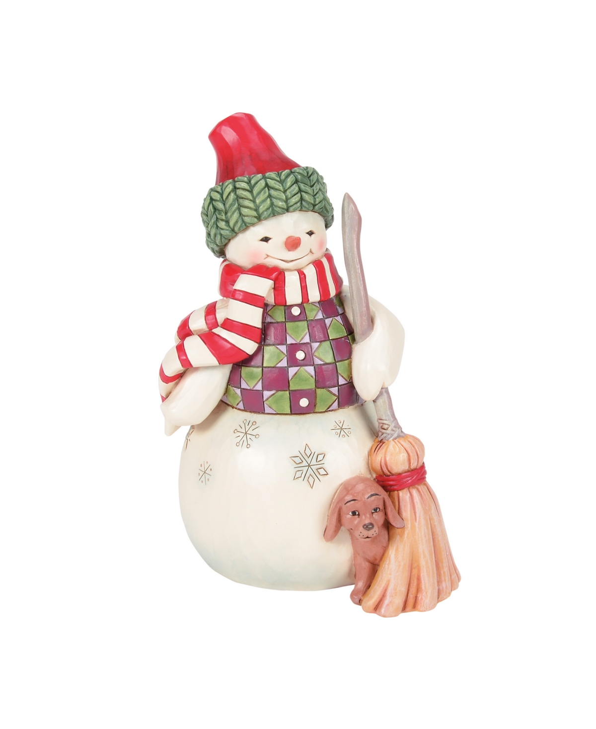 Jim Shore Snowman With Dog Peeking Figurine In Multi