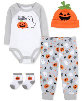 Baby Essentials - Baby Boys My First Halloween Bodysuit, Pants, Cap & Socks, 4 Piece Set