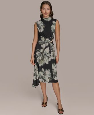 Women's Printed Sleeveless High-Neck Fit & Flare Dress