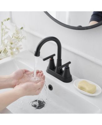 4 in. Centerset 2-Handle High-Arc Bathroom Faucet in Matte Black
