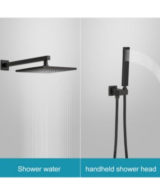 Luxurious Single Handle 2-Spray 10 in. Wall Mount Square Shower Head with Hand Shower Faucet