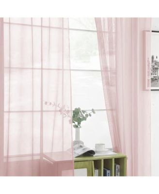 Hotel Lux 2 Piece Rose Pink Rod Pocket Sheer Curtain Panels