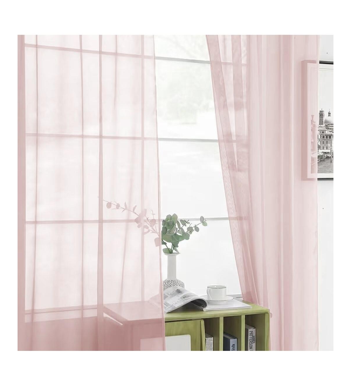 Kate Aurora Hotel Lux 2 Piece Rose Pink Rod Pocket Sheer Curtain Panels