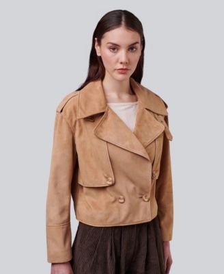 Women's Suede Cropped Trench Style Jacket, Created For Macy's