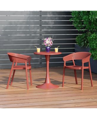 Outdoor Modern Stackable Plastic Resin Patio Dining Armchair (Set of 2)