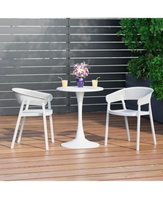 Outdoor Modern Stackable Plastic Resin Patio Dining Armchair (Set of 2)