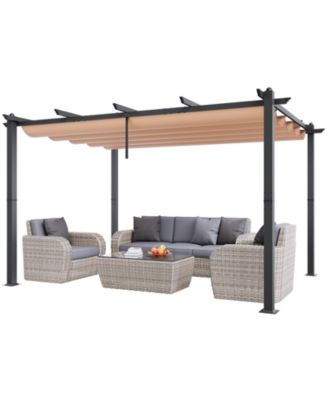 Outdoor Pergola with Adjustable Canopy Retractable Shade and Aluminum Frame