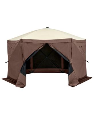 6-Sided Pop Up Gazebo Tent with Removable Privacy Cloths and Mesh Windows For Garden