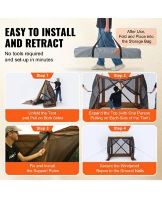 Outdoor 4-Sided Pop Up Gazebo Tent with Mosquito Net For Garden