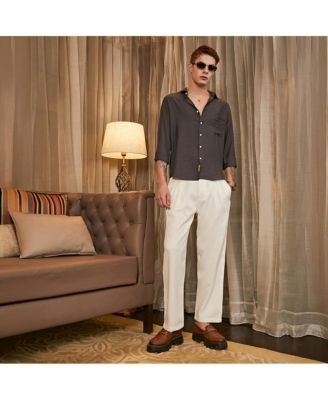 Men's Charcoal Grey Breezy Wrinked Relaxed Shirt