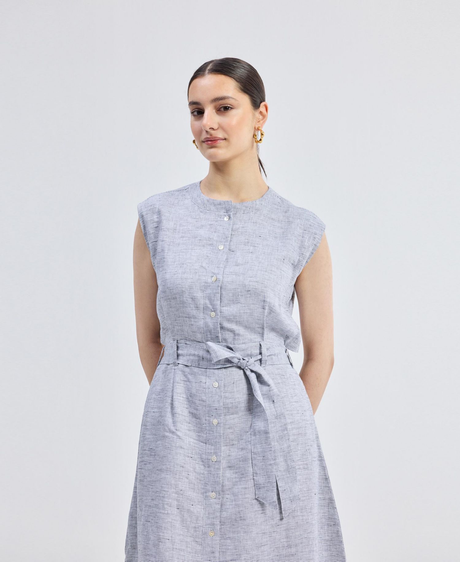Women's Back Cut Out Linen Dress