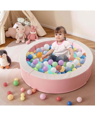 44.5" x 10" Baby Ball Pit Detachable Foam Ball Pit with 50 Colorful Ocean Balls