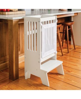 Jr. Contemporary Kitchen Helper Step-Up | Natural: Adjustable Wooden Montessori Toddler Tower, Kitchen and Bathroom Step Stool for Kids