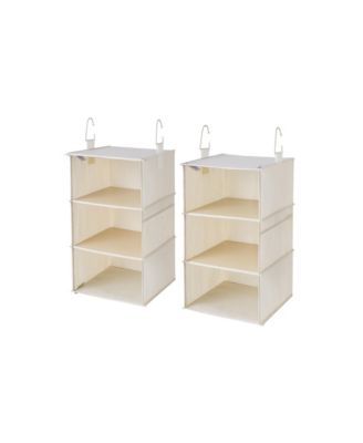 Set of 2 Attachable 3 Shelf Reinforced Hanging Closet Organizers, 50lbs Weight Capacity - Clay