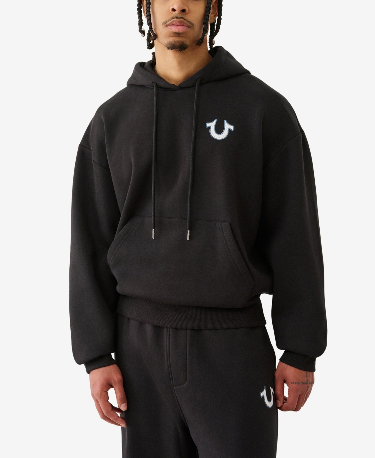 Men's Mesh Logo Pullover Hoodie - Jet black