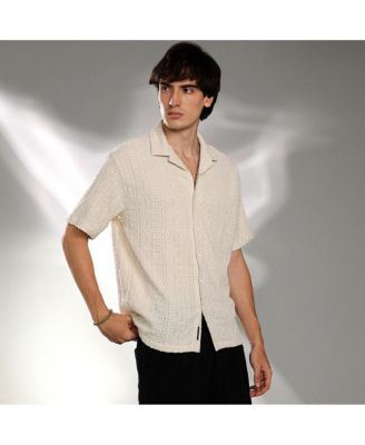 Men's Off-White Aztec-Textured Shirt