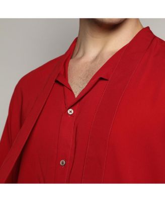 Men's Crimson Red Slash Collar Shirt