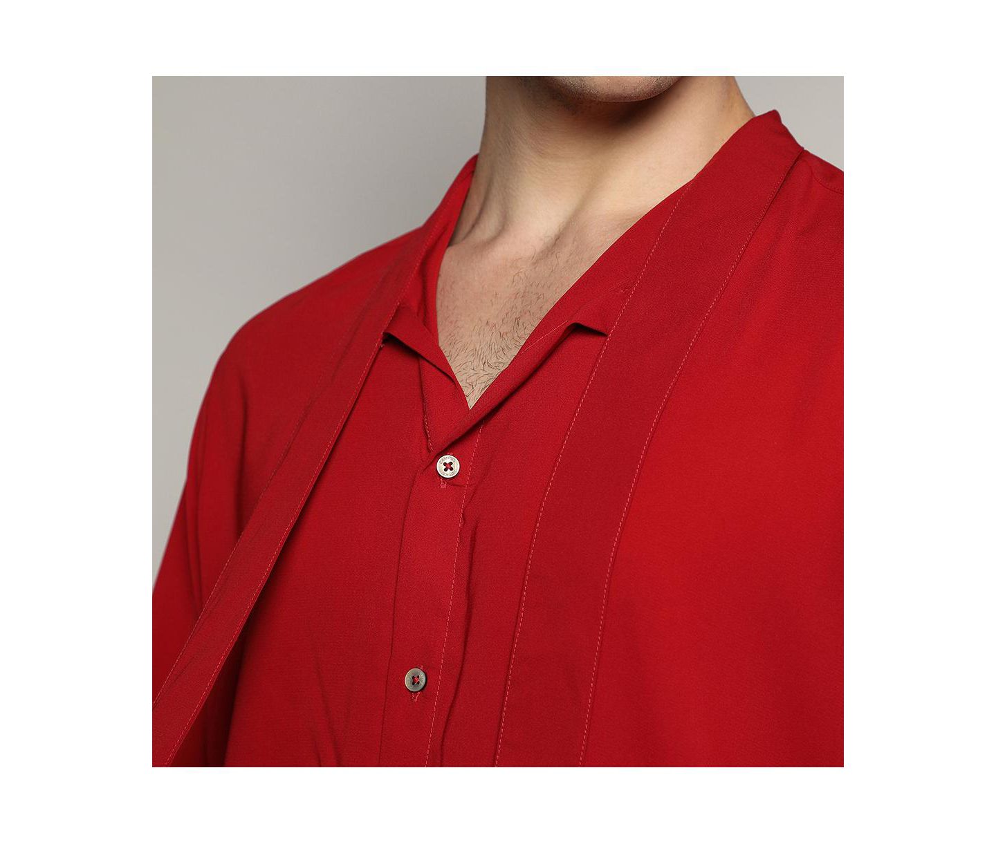 Мужская рубашка Cahoot Campus Sutra Crimson Red Slash Collar, цвет: Красный — фото 8