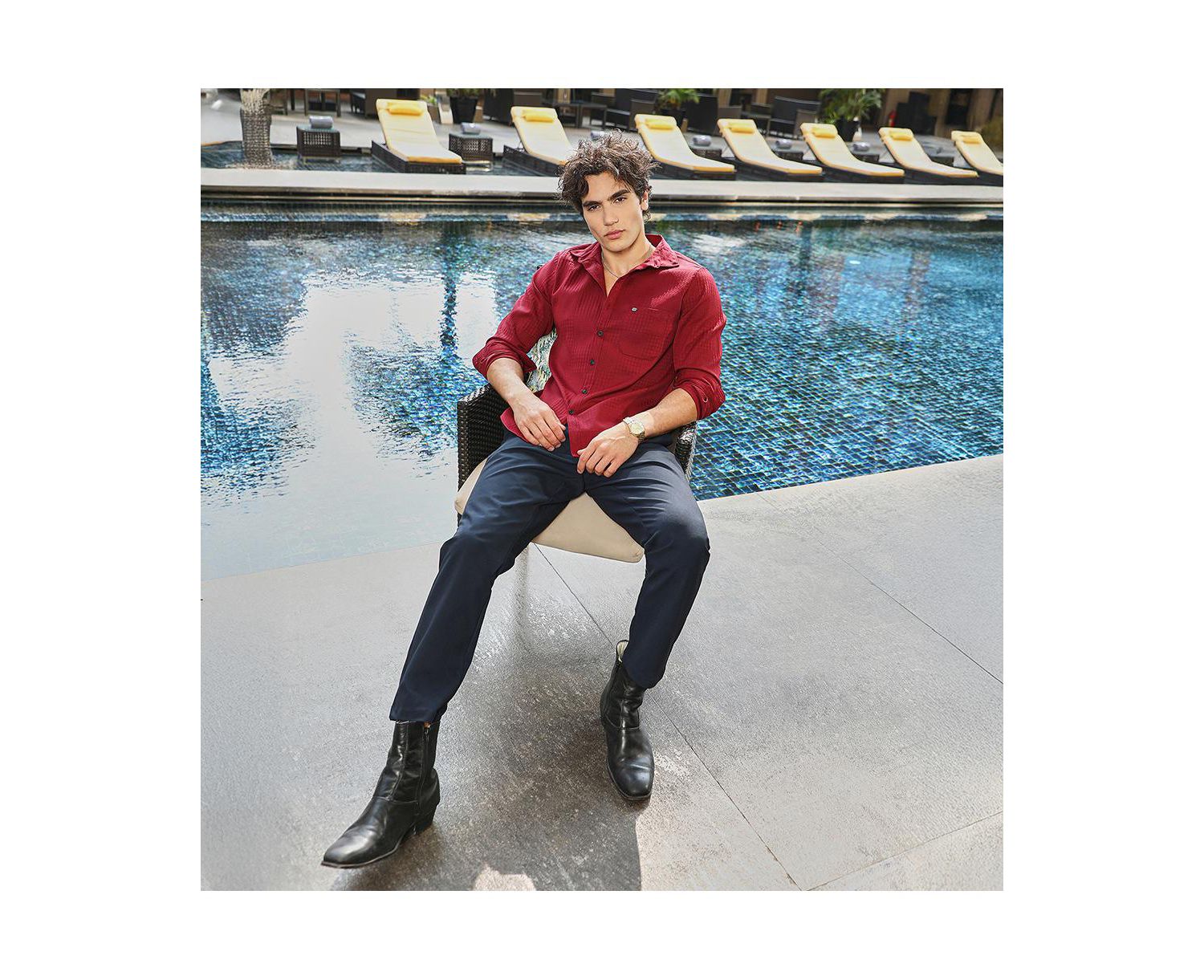 Men's Ruby Red Houndstooth-Tactile Shirt