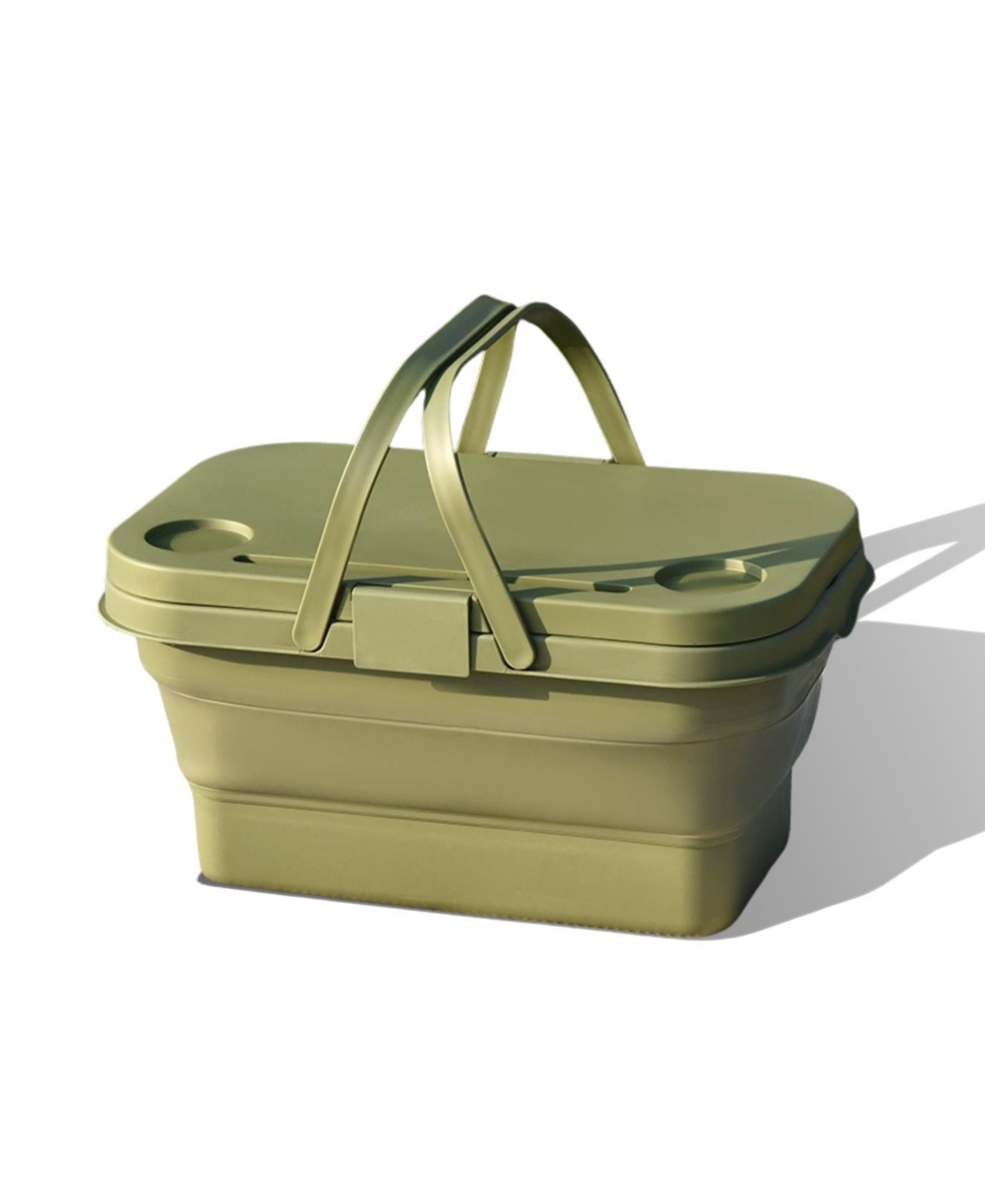 Collapsable Picnic Basket With Tray Stand - Green