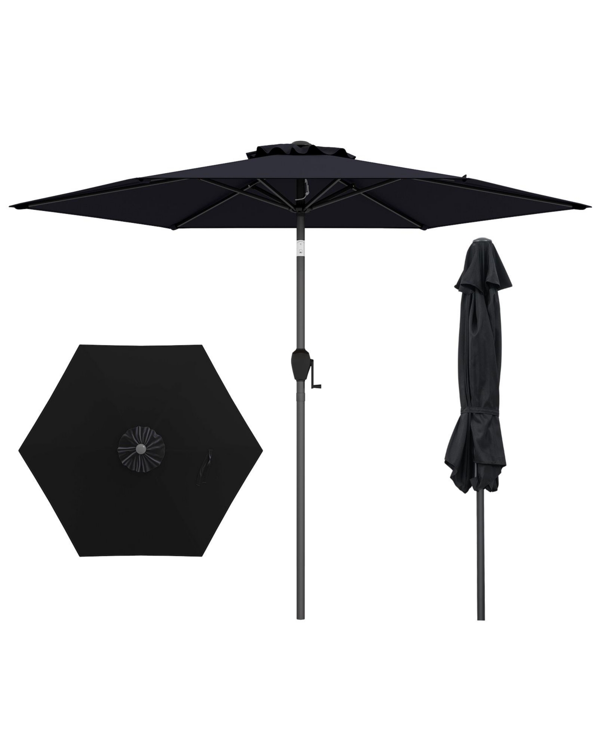 7.5 ft Patio Umbrella Outdoor Heavy Duty Market Umbrella w/ Push Button Tilt Burgundy - Black