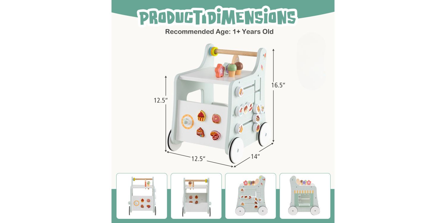 Kids Walker 2-in-1 with Toy Storage and Ice Cream Theme