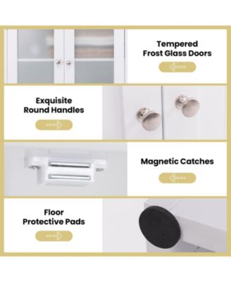 Bathroom Storage Cabinet with Frost Glass Doors and Shelves