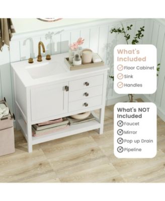 Freestanding Bathroom Vanity Unit with Basin Floor Storage Cabinet