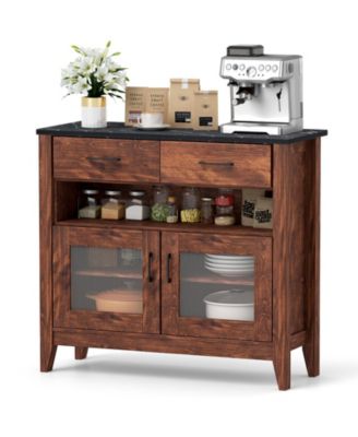 Coffee Bar Cabinet with 2 Drawers and 1 Open Compartment