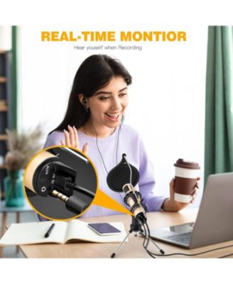 k08g USB Recording Microphone Gold and H1 Gooseneck Mic Arm Stand