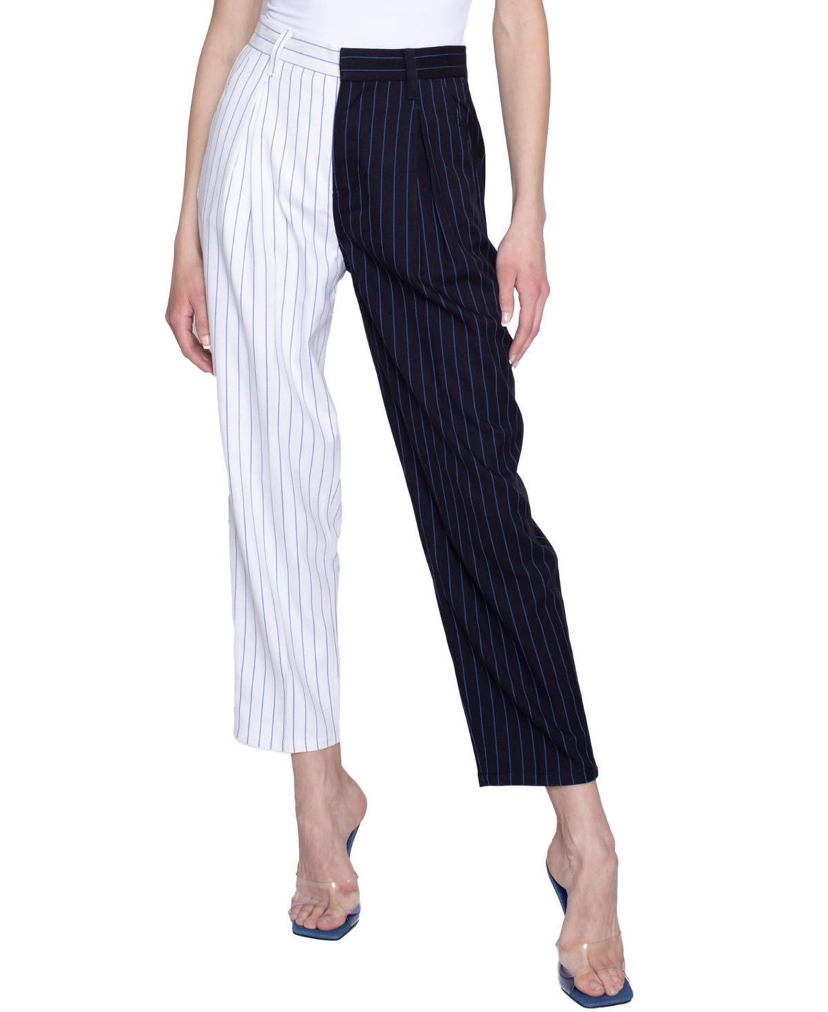Women's Happy Hour Mix Fabric Trousers - Blue/white