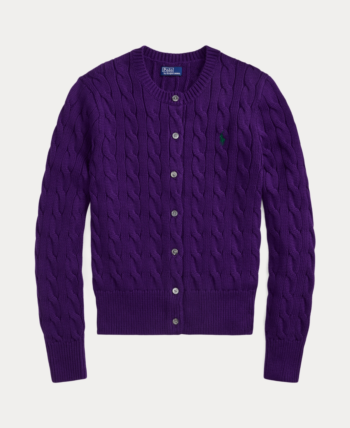 Polo Ralph Lauren Women's Cable-knit Cotton Crewneck Cardigan In Blue
