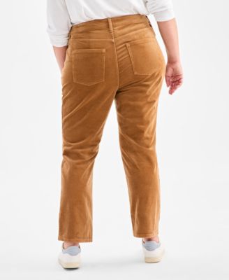 Plus Size High-Rise Straight-Leg Corduroy Pants