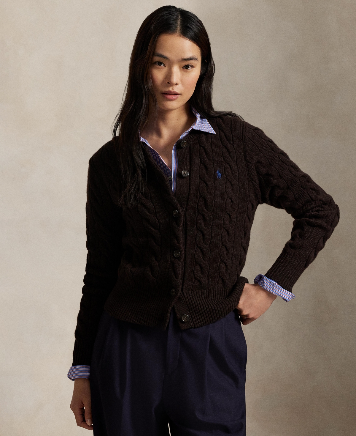 Polo Ralph Lauren Women's Cable-knit Wool-cashmere Cardigan In Multi