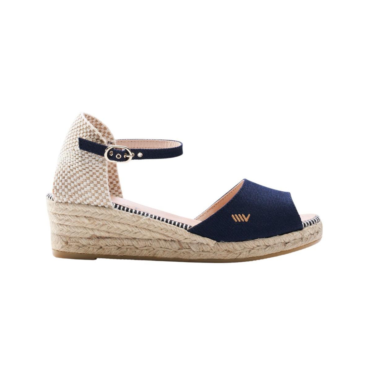 Cavall Canvas Espadrille Sandal Wedges - Blue