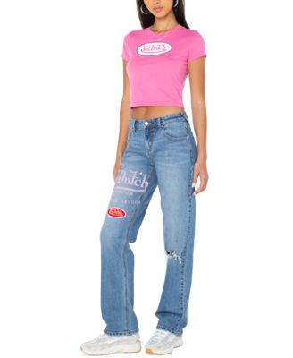 Von Dutch - Women's Distressed Straight-Leg Jeans