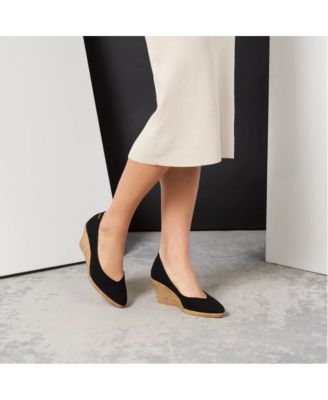 Roses Canvas V Cut Espadrille Wedges