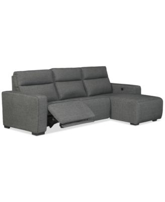 Miren 3-Pc. Fabric Chaise Sectional with 2 Power Headrest Recliners, Exclusively at Macy's