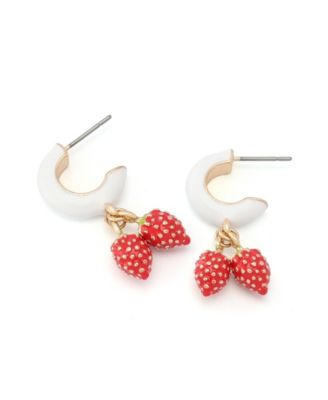 Backyard Strawberry Charm Huggies Earrings
