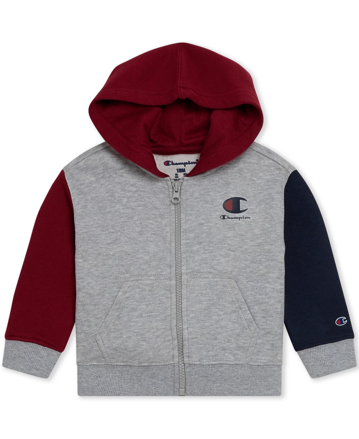Champion Baby Boys 2-piece Color Blocked Full Zip Fleece Hoodie And Joggers Set In Gray