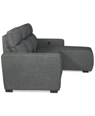 Miren 3-Pc. Fabric Chaise Sectional with 1 Power Headrest Recliner