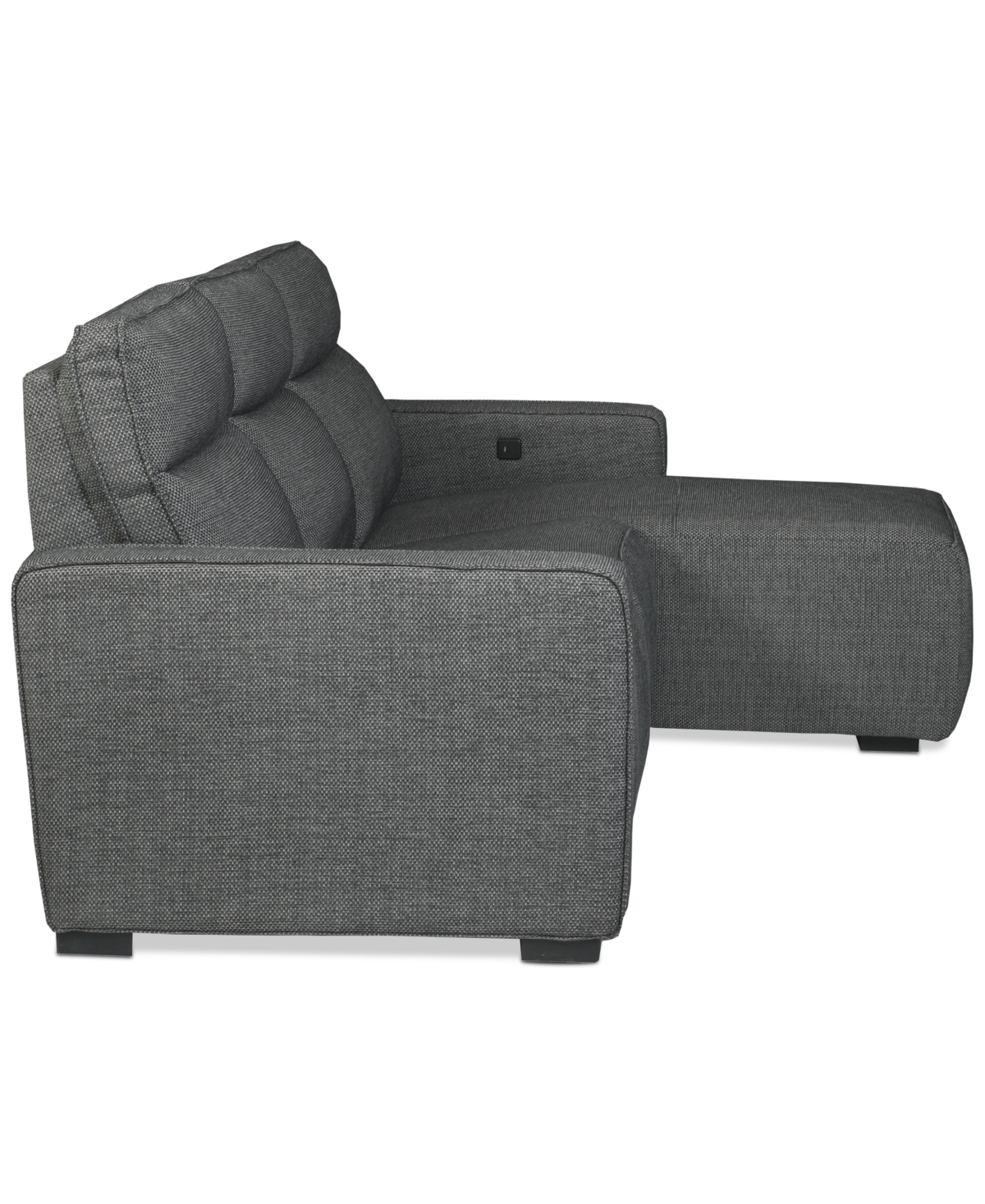 Macy's Miren 3-pc. Fabric Chaise Sectional With 1 Power Headrest Recliner, Exclusively At  In Gray