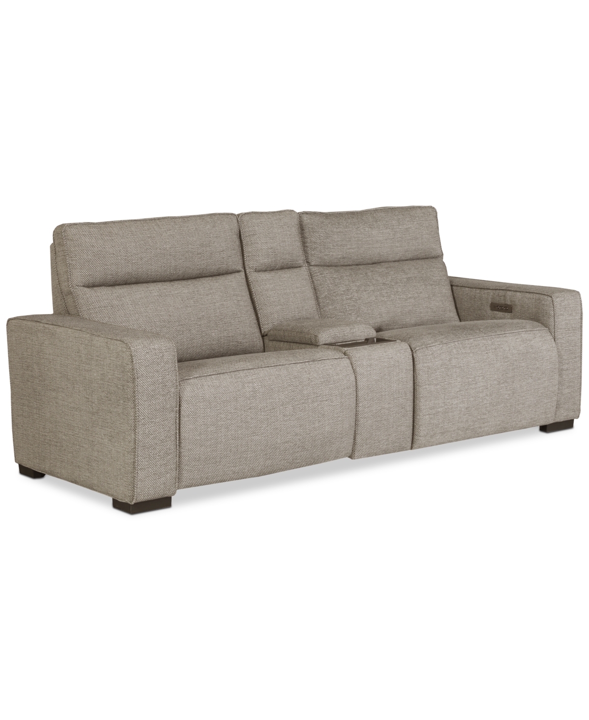 Macy's Miren 3-pc. Fabric Sectional With 2 Power Headrest Recliners With Console, Exclusively At  In Brown