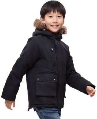 Little and Big Boys' Parka Jacket with Insulated Hood