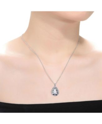Unique Pear-shaped Pendant Necklace with Colored Cubic Zirconia