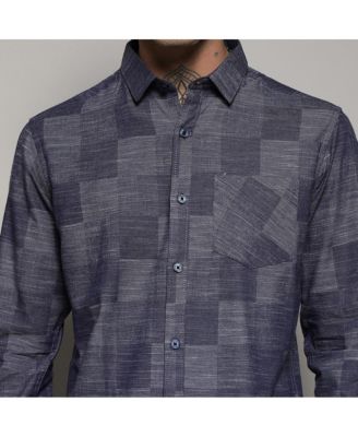 Men's Steel Blue Heathered Denim Check Shirt