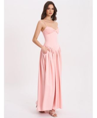 Women's Najwa Baby Pink Ruched Breast Drop Waist Maxi Dress